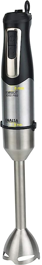 Inalsa Hand Blender Robot 1000 Pro Powerful 3 in 1 | Chopper/Whisker | Silent 1000 Watt DC Motor | Variable Speed | 600 ml Multipurpose Jar |LED Light | 2 Yr. Warranty | (Silver/Black) Inalsa Hand Blender Robot 1000 Pro Powerful 3 in 1 | Chopper/Whisker | Silent 1000 Watt DC Motor | Variable Speed | 600 ml Multipurpose Jar |LED Light | 2 Yr. Warranty | (Silver/Black)